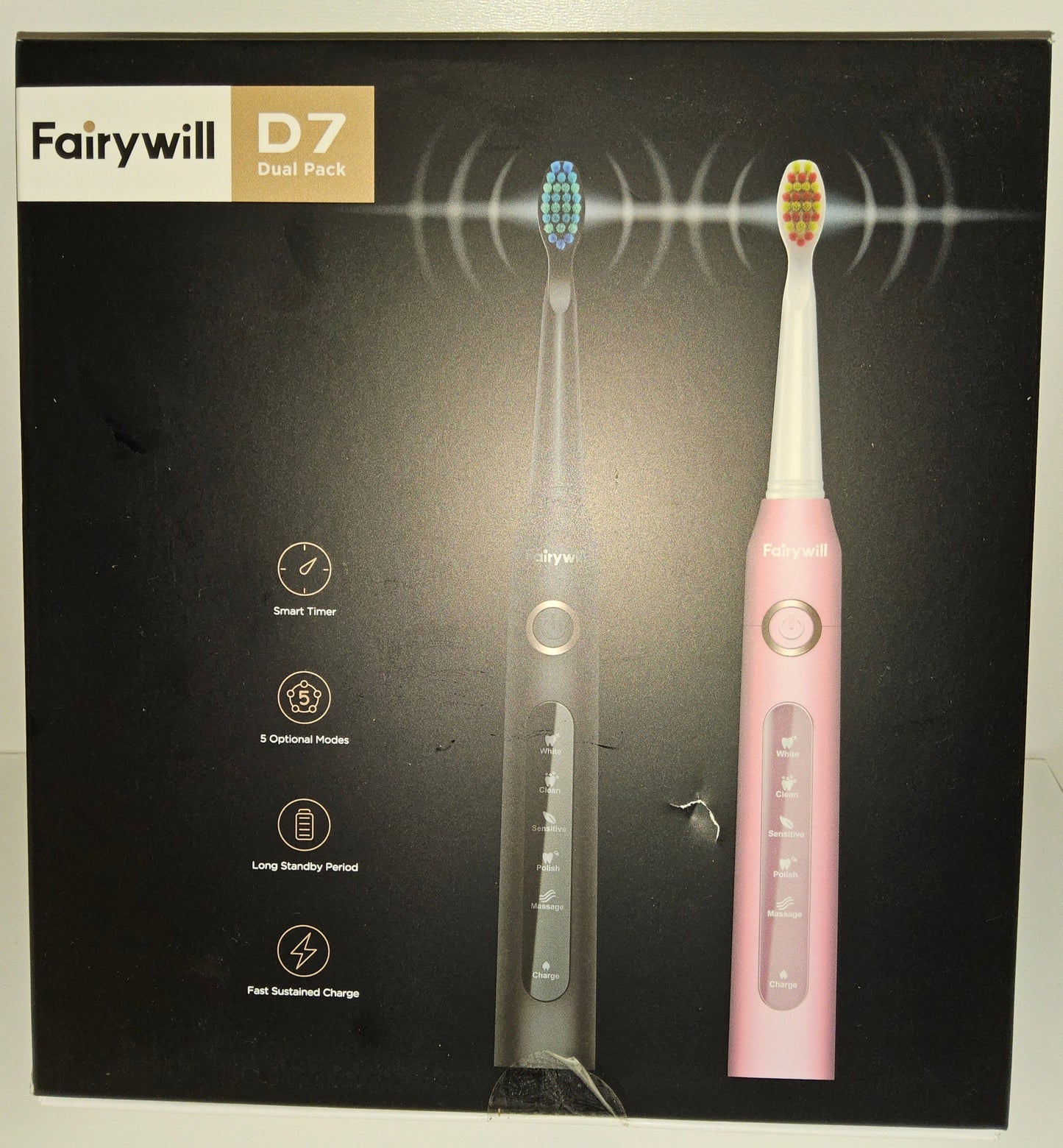 Zweier Zahnbürsten Set D7  mit Akku zum laden von Fairywill