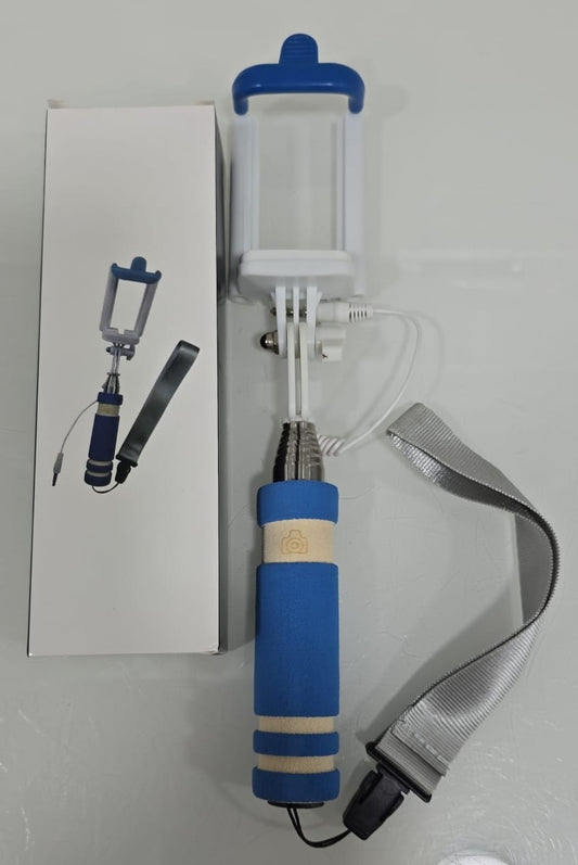 Selfie Stick Pocket – kompakt, leicht & stylisch (blau/weiß)