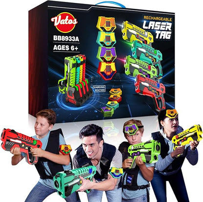 VATOS Wiederaufladbares Laser Tag Set – 4 Pack Lasertag mit Empfängern für Kinder Erwachsene