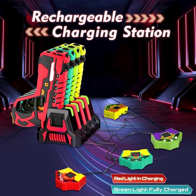 VATOS Wiederaufladbares Laser Tag Set – 4 Pack Lasertag mit Empfängern für Kinder Erwachsene