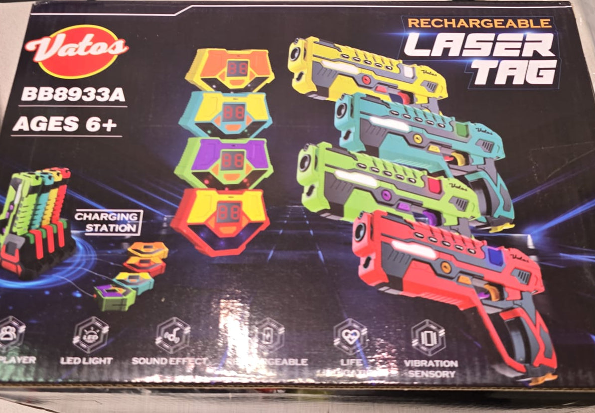 VATOS Wiederaufladbares Laser Tag Set – 4 Pack Lasertag mit Empfängern für Kinder Erwachsene