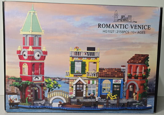 PLAXSOON Venedig Stadt Haus Baukasten mit Licht, 2155 Stück Bauspielzeug mit Blumenladen Pizzeria Wohnhaus - Architektur Klemmbausteine Modell